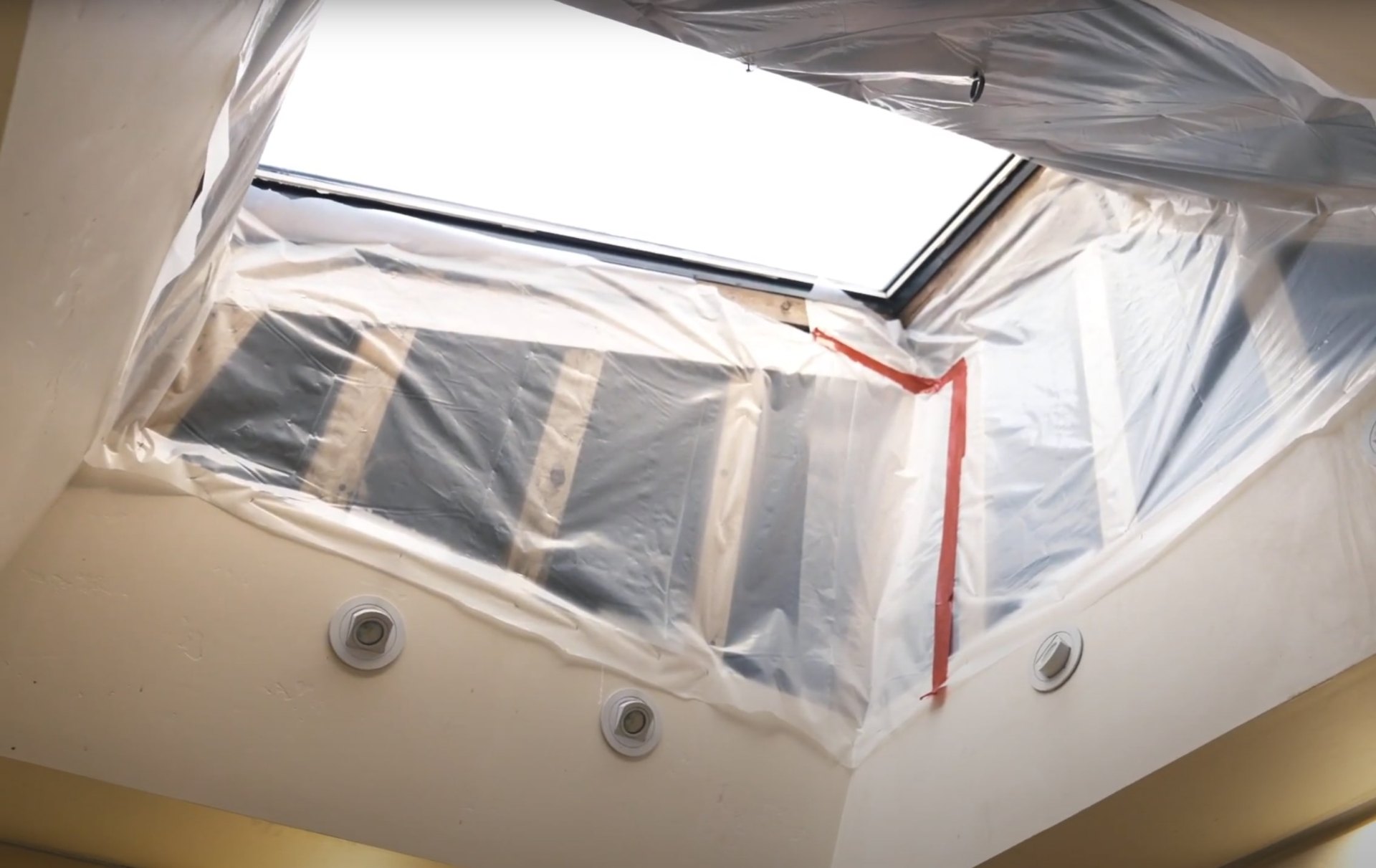 Water damage containment and protection services Professional plastic sheeting and containment setup for water damage restoration in Charleston home
